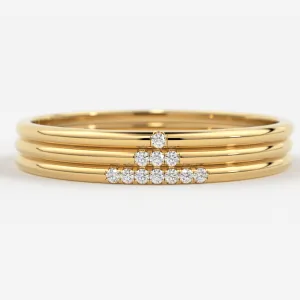 Simple Diamond Ring, Wedding Engagement Ring Diamond Eternity Minimalist 14k Solid Yellow Gold Micro Pave Wedding,Rose Gold Ultra Thin Band