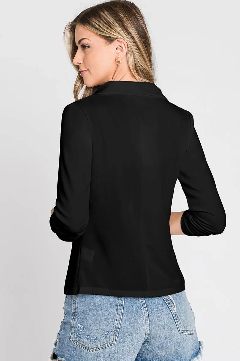 Sleeve Open Front Blazer
