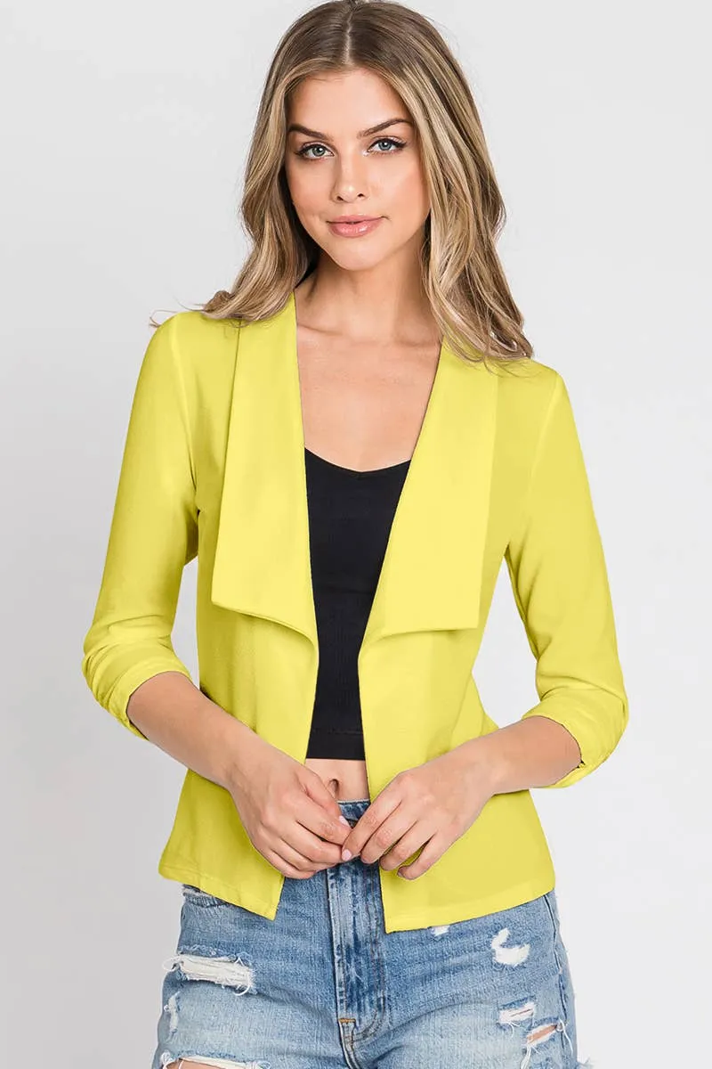 Sleeve Open Front Blazer