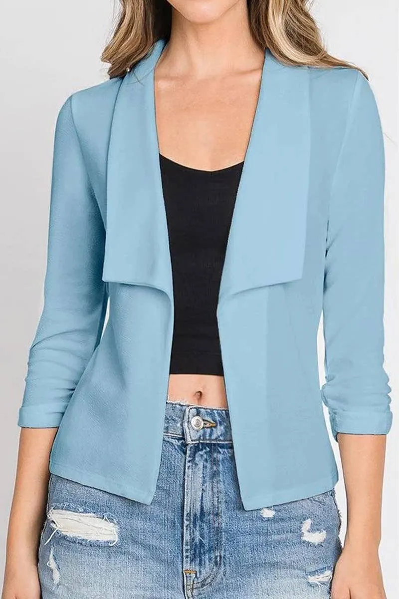 Sleeve Open Front Blazer