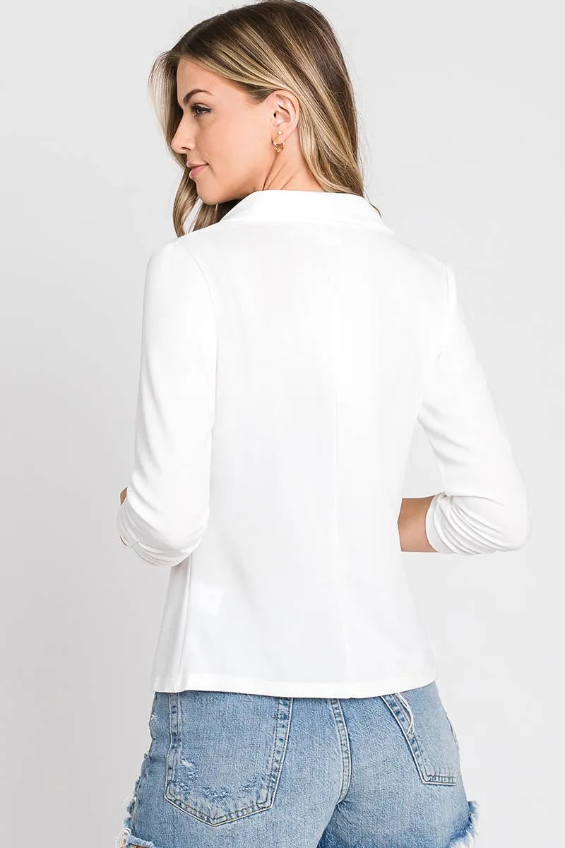 Sleeve Open Front Blazer