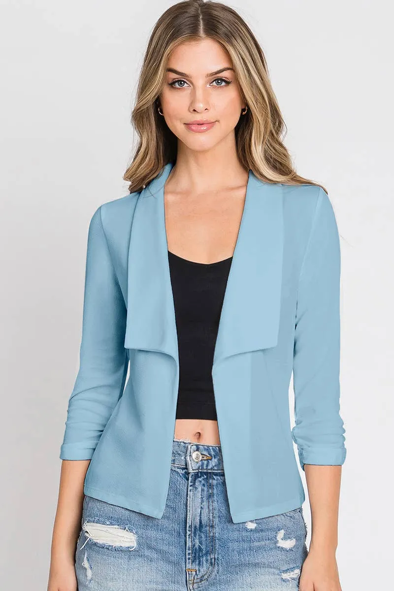 Sleeve Open Front Blazer