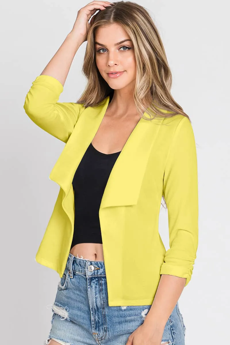 Sleeve Open Front Blazer