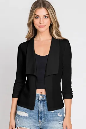 Sleeve Open Front Blazer