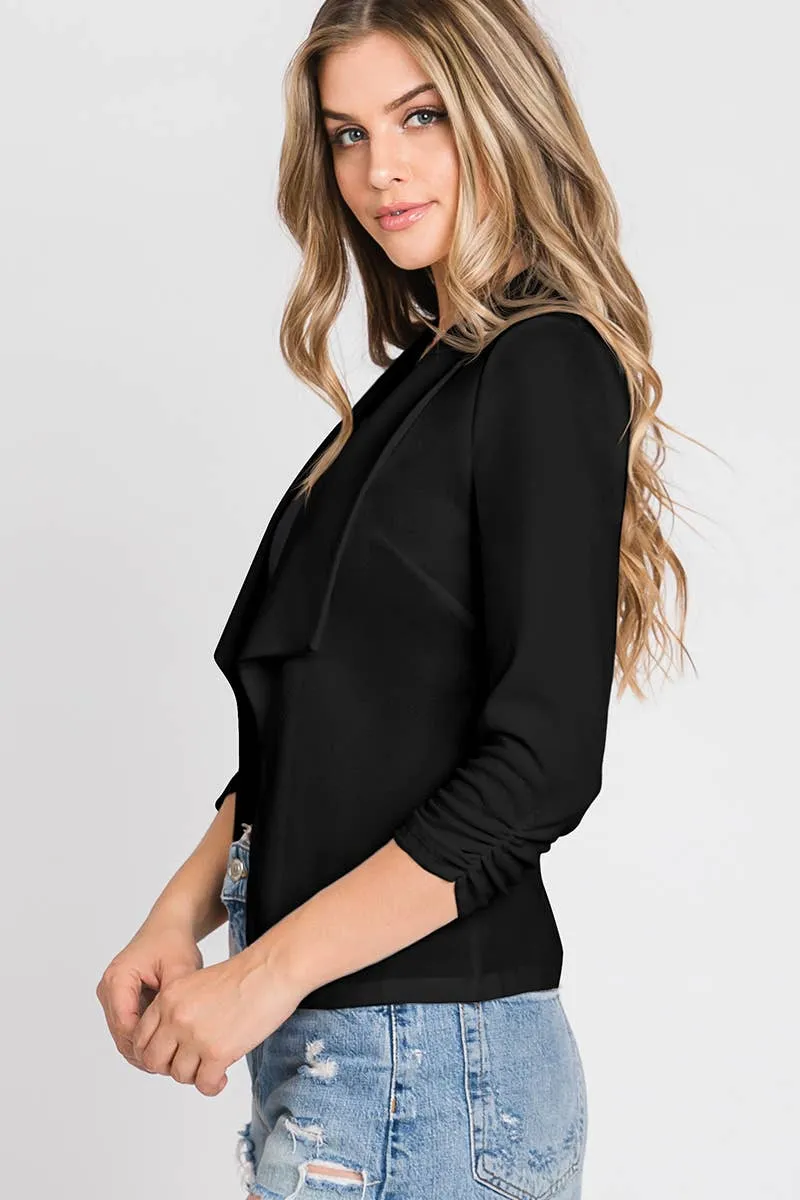 Sleeve Open Front Blazer