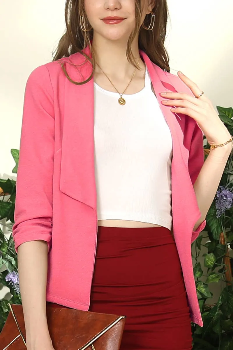 Sleeve Open Front Blazer