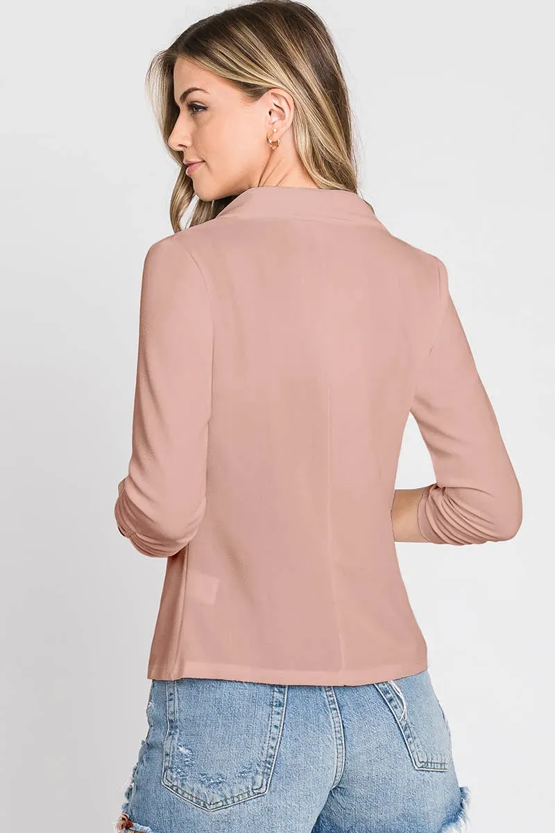 Sleeve Open Front Blazer