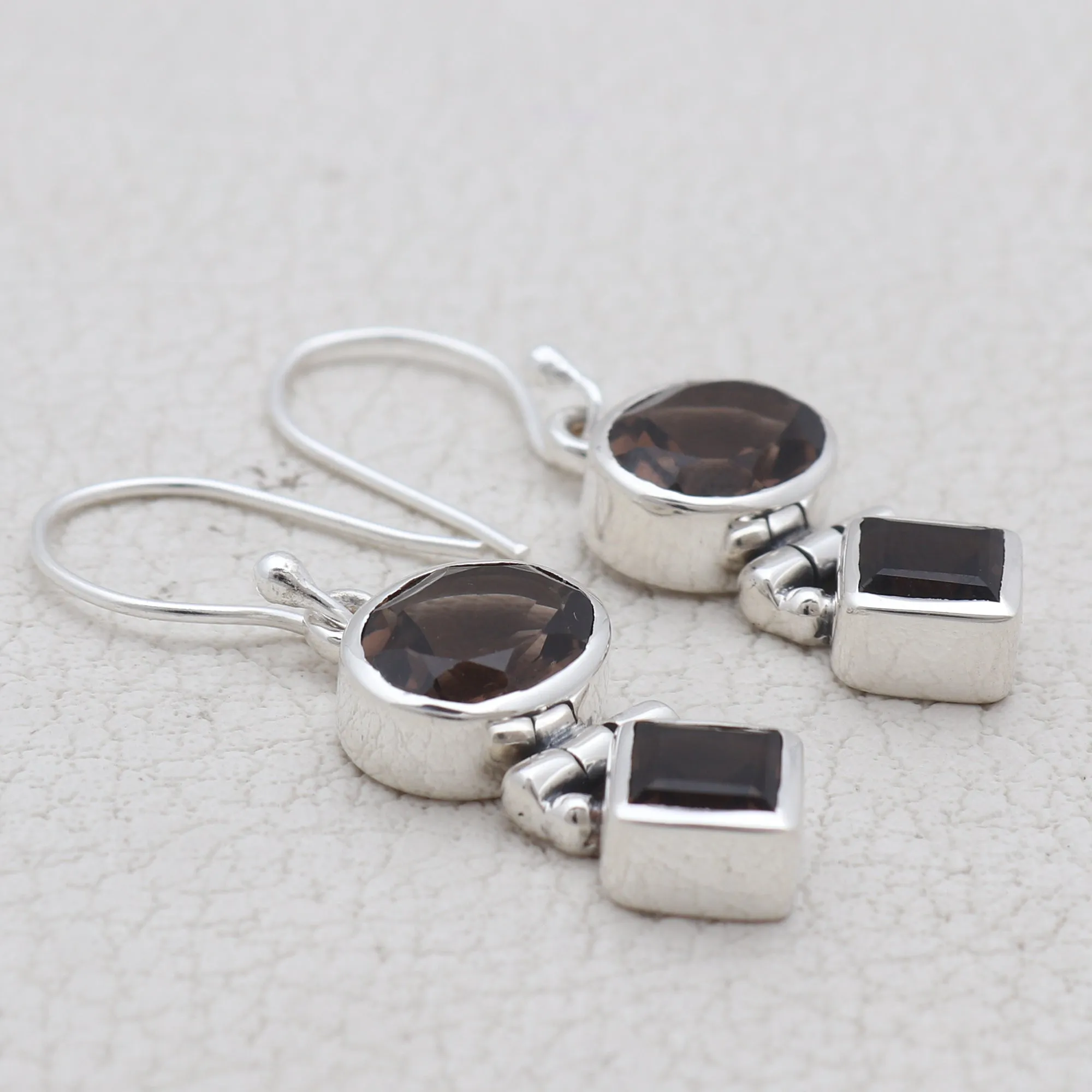 Smoky Quartz Silver Earrings