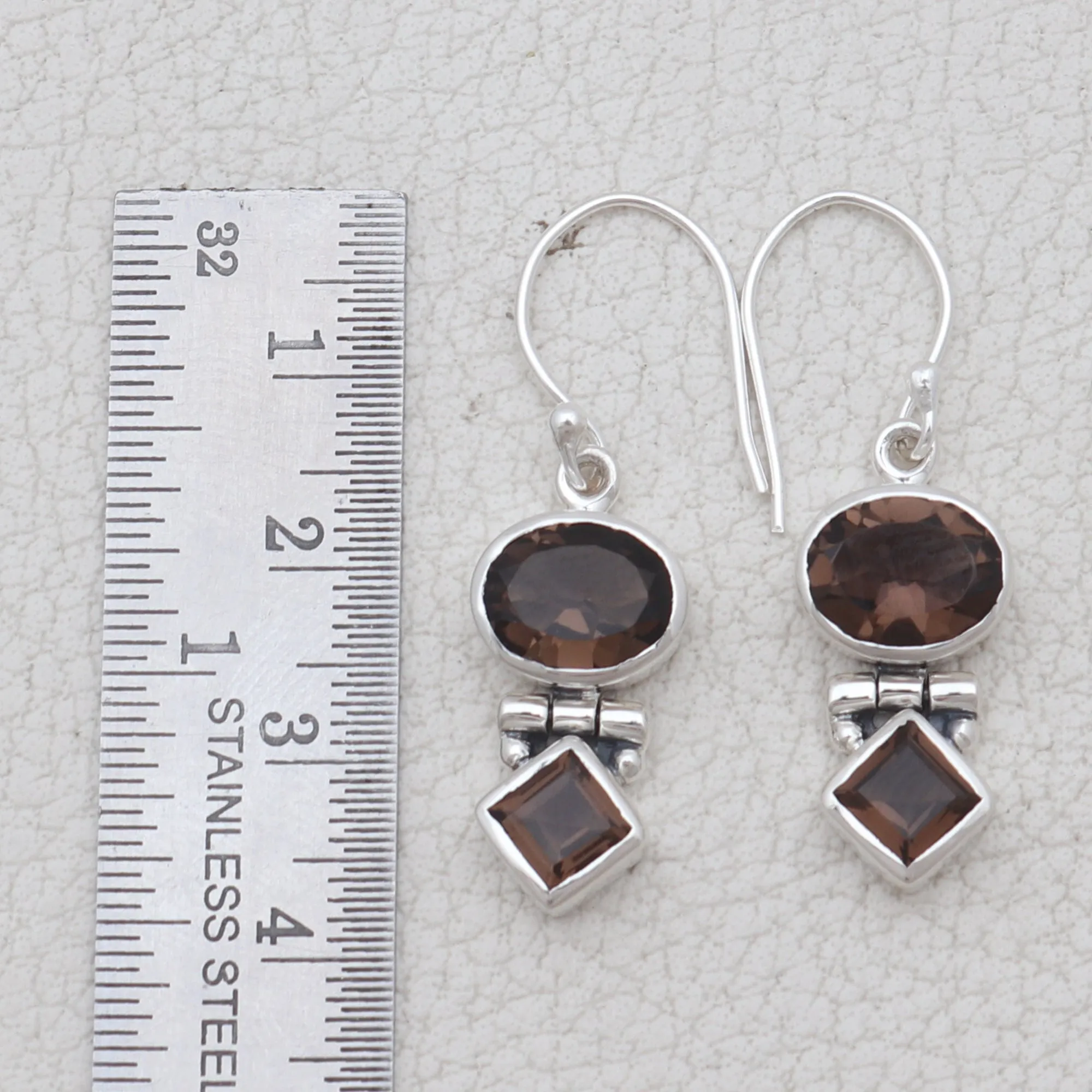 Smoky Quartz Silver Earrings