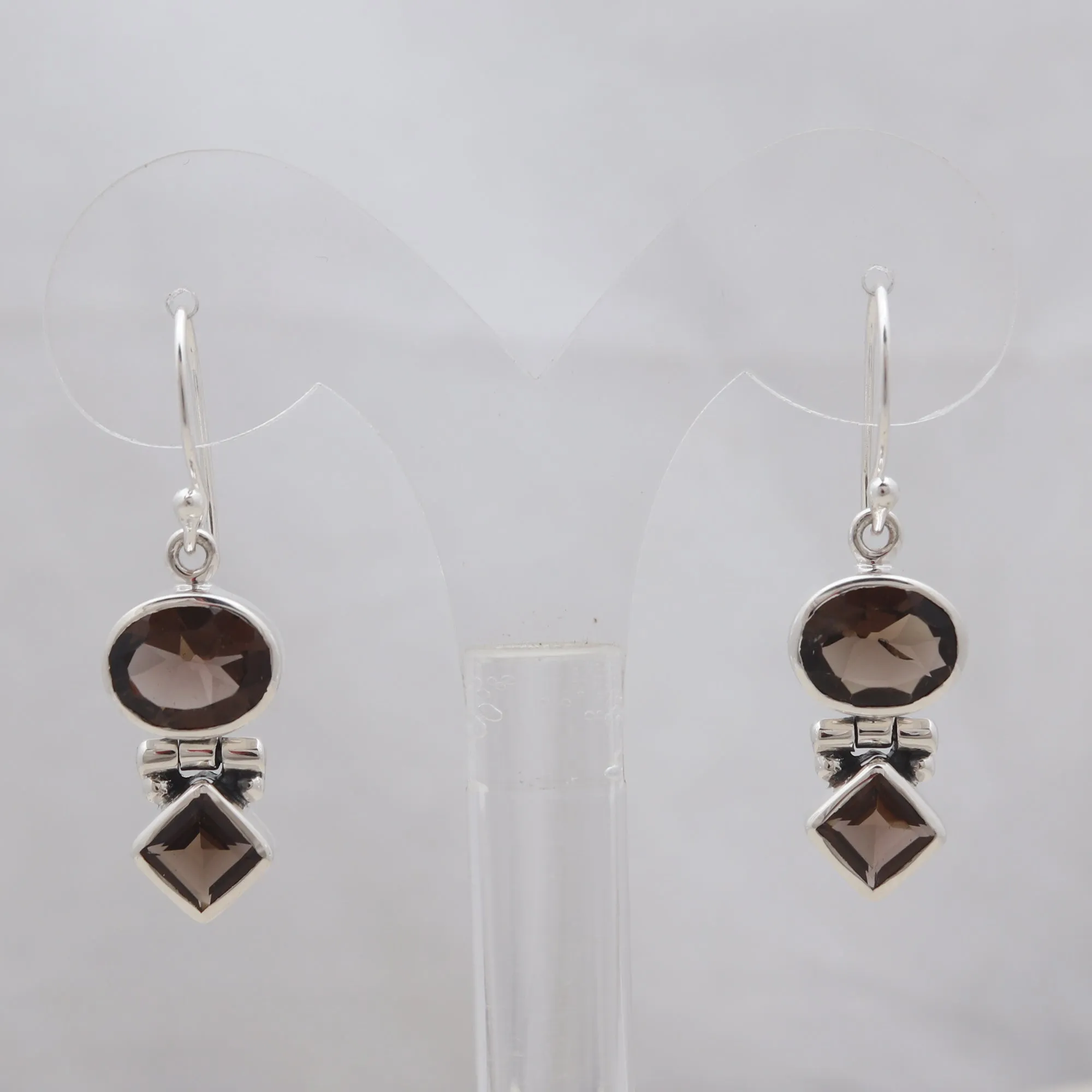 Smoky Quartz Silver Earrings