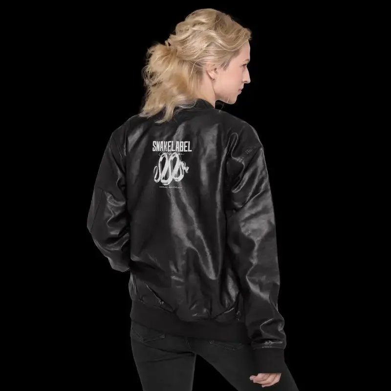 Snake Leather Bomber Jacket with 100% PU Leather & Rayon Embroidery [10.6 oz/yd²]
