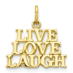 Solid 10k Yellow Gold Live Love Laugh Pendant