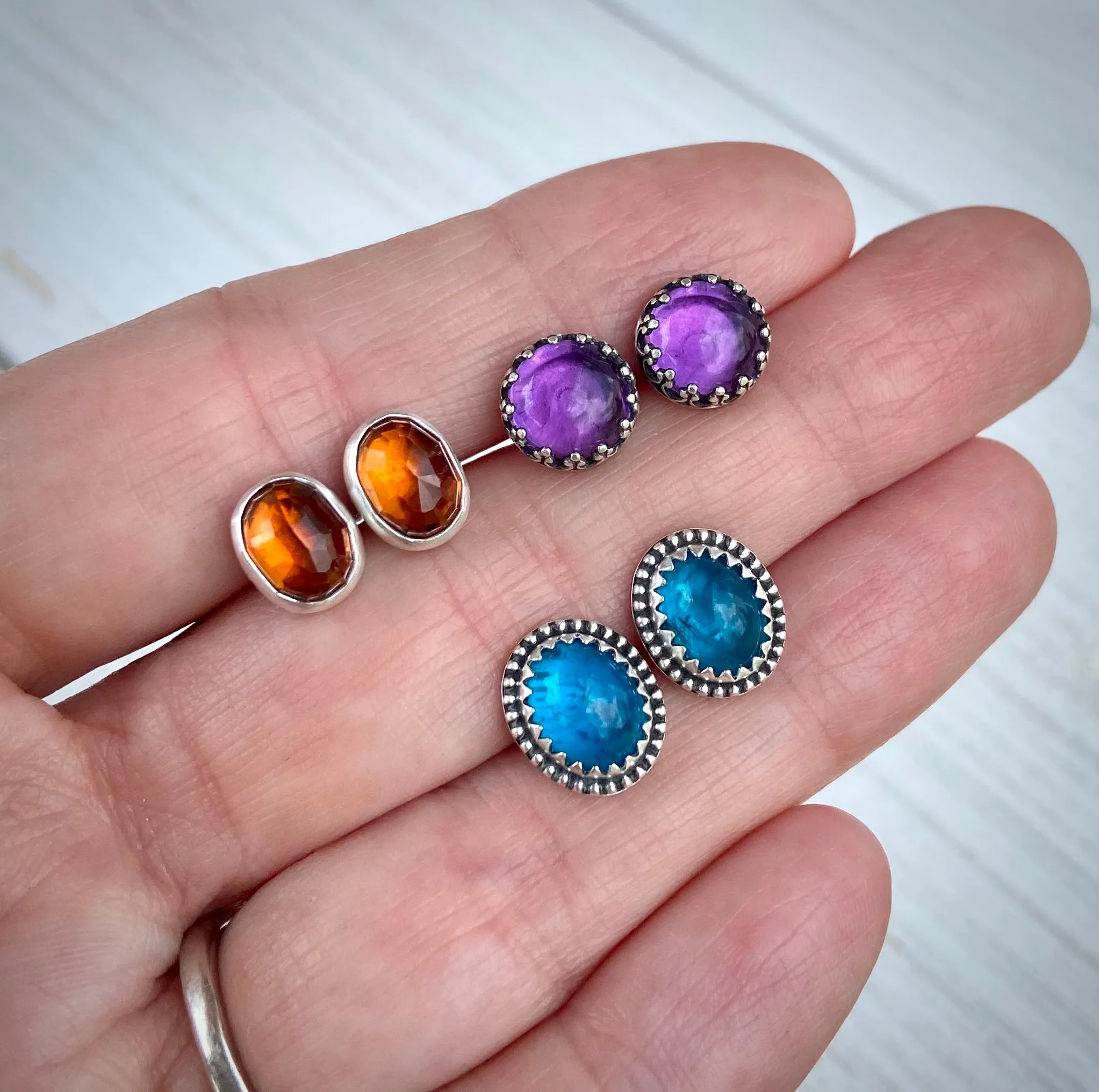 Spessartine Orange Garnet Stud Earrings