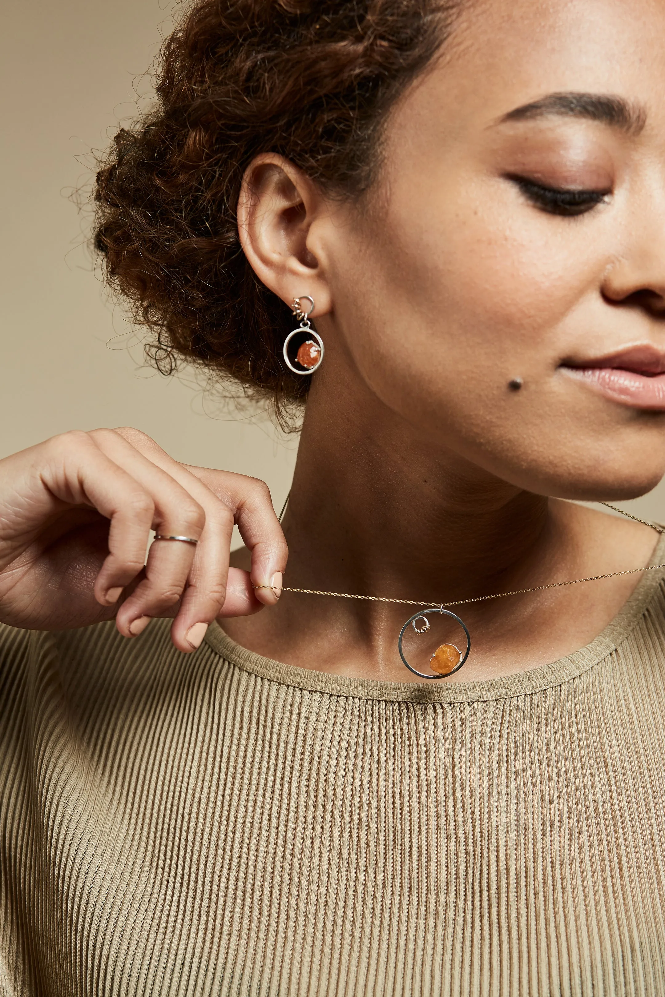Spessartite Garnet Necklace In The Rough