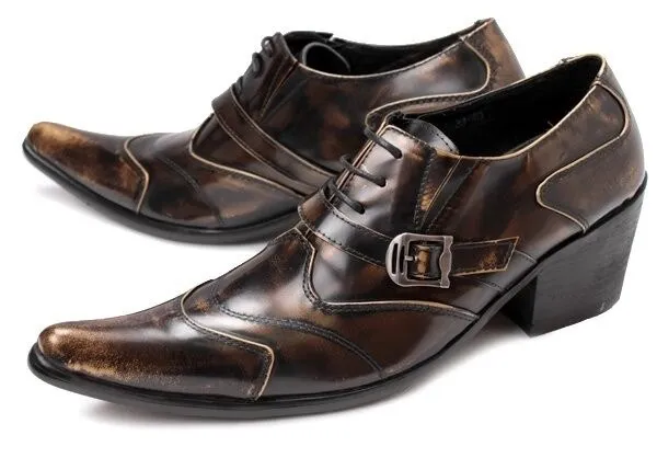 Spring New Mens Pointed Toe Dress Shoes genuine cow Leather Mens Italian Oxfords shoes Zapatos Mujer Heightening shoes for male