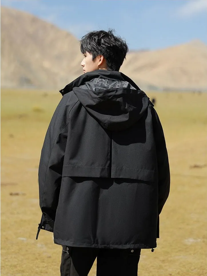 Stain-Resistant Windproof Cargo Rain Coat for Outdoor Adventures