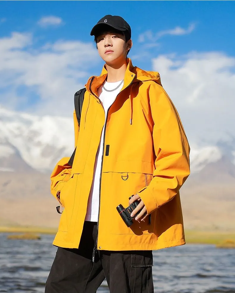 Stain-Resistant Windproof Cargo Rain Coat for Outdoor Adventures