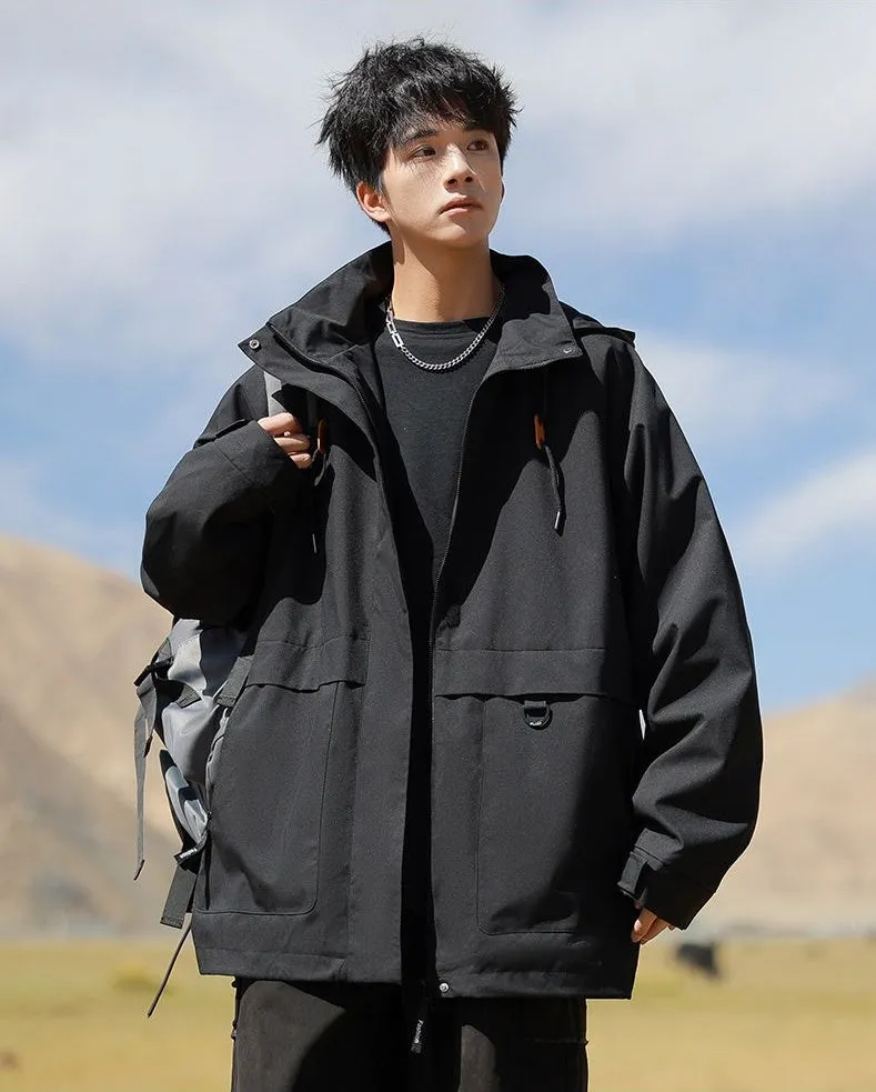 Stain-Resistant Windproof Cargo Rain Coat for Outdoor Adventures
