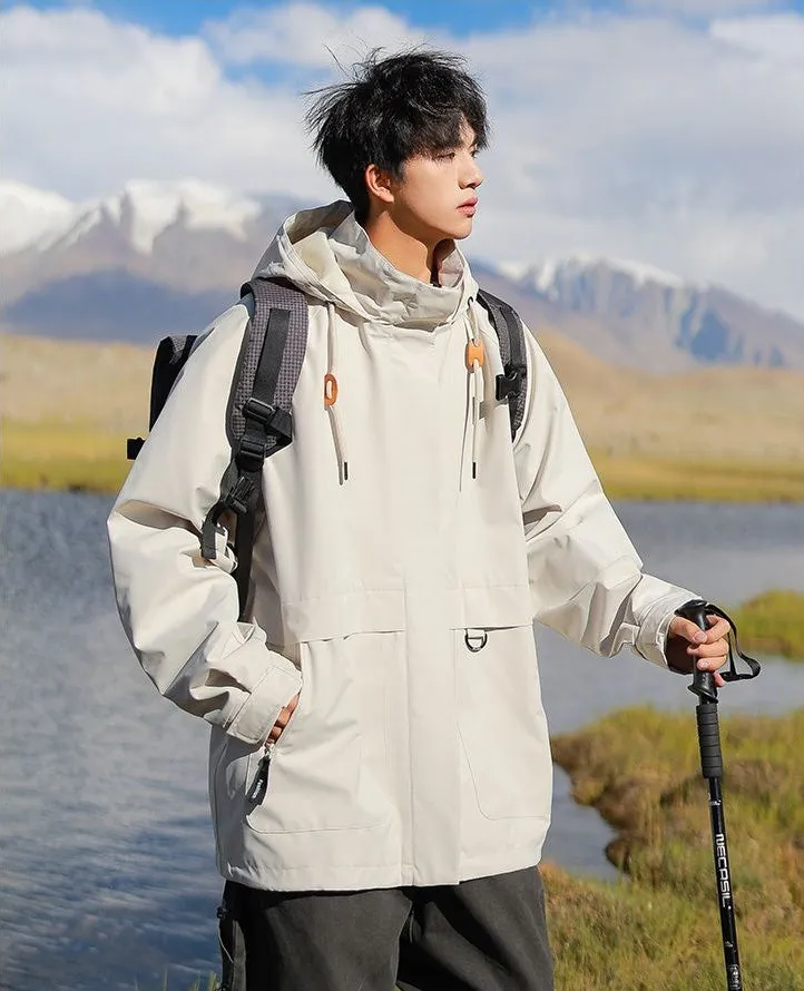 Stain-Resistant Windproof Cargo Rain Coat for Outdoor Adventures