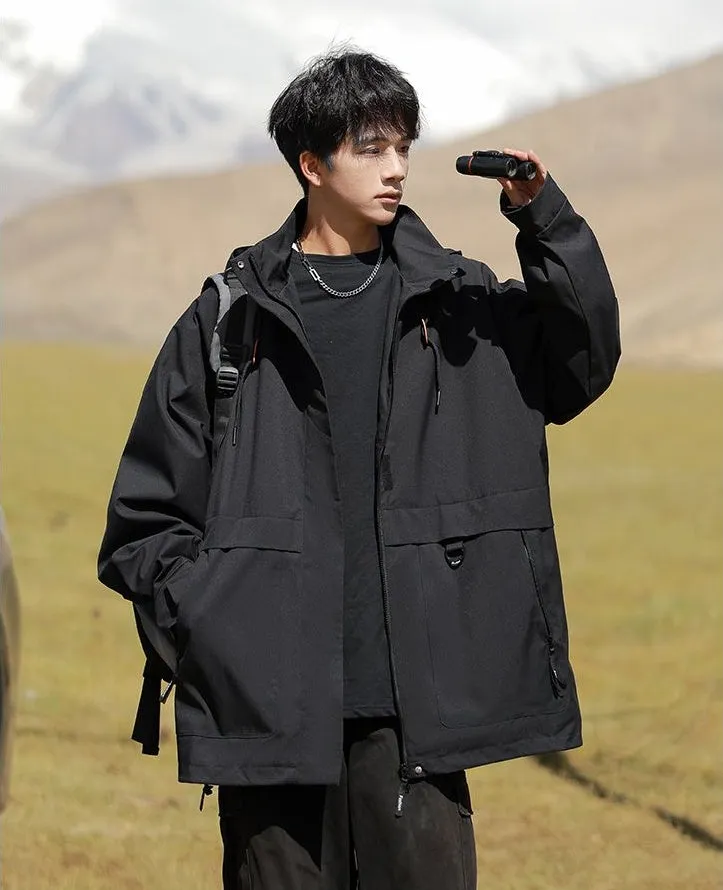Stain-Resistant Windproof Cargo Rain Coat for Outdoor Adventures