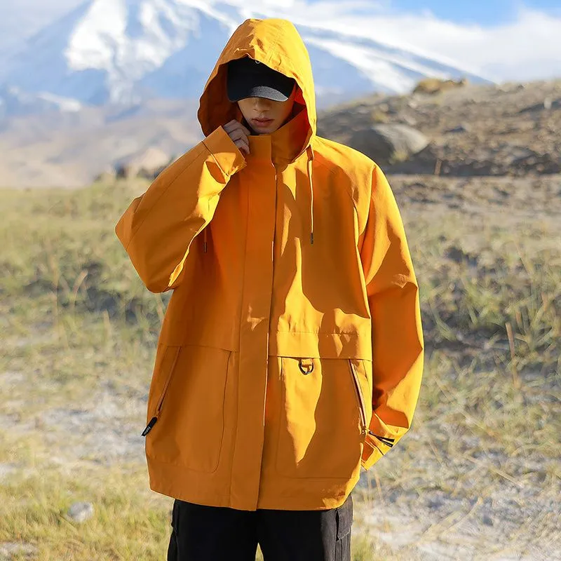 Stain-Resistant Windproof Cargo Rain Coat for Outdoor Adventures