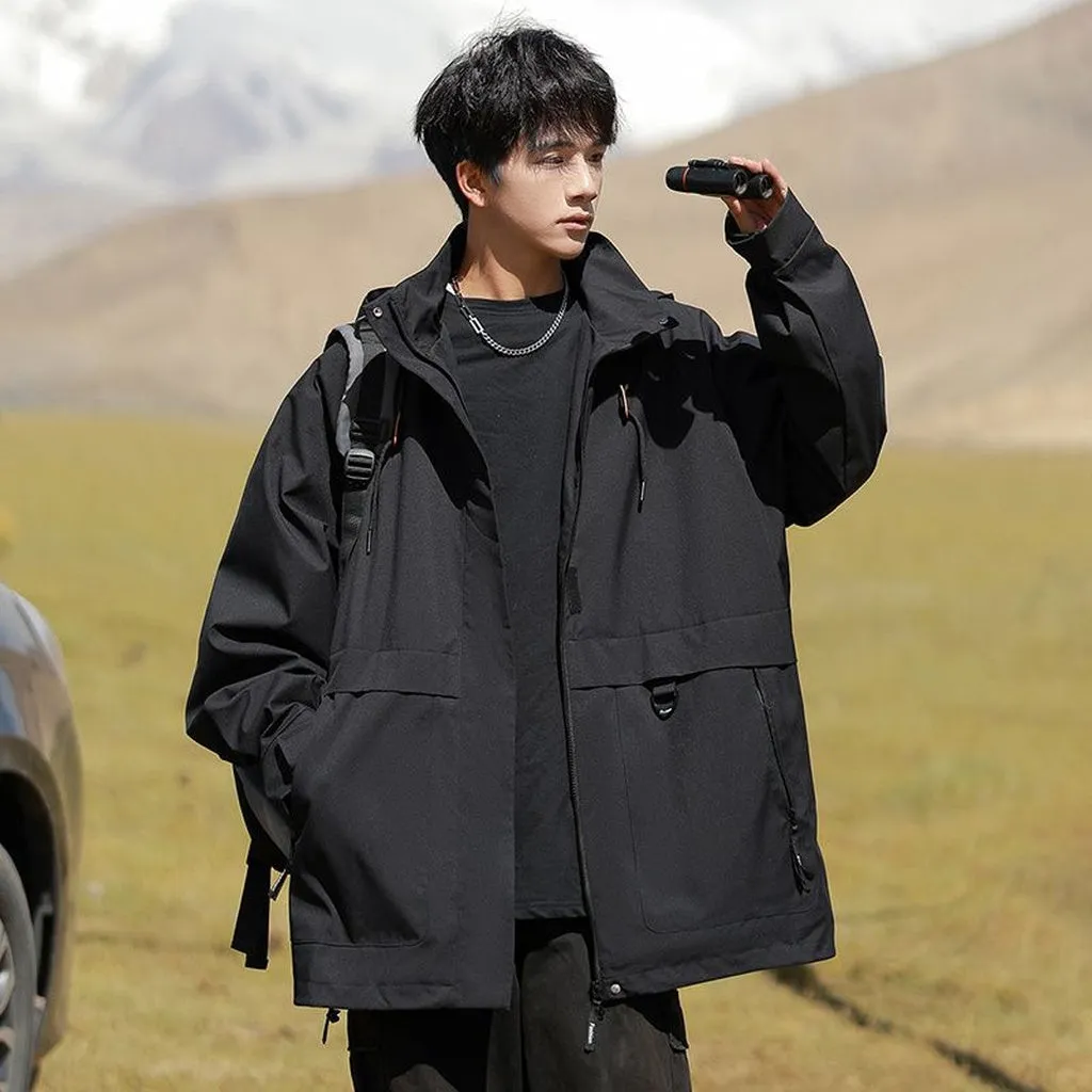 Stain-Resistant Windproof Cargo Rain Coat for Outdoor Adventures