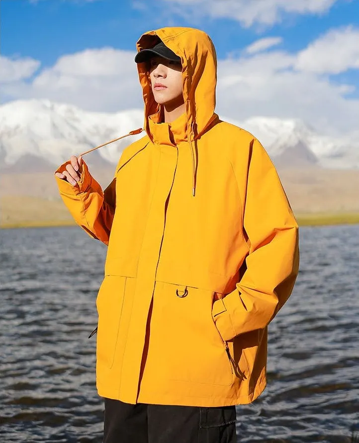 Stain-Resistant Windproof Cargo Rain Coat for Outdoor Adventures