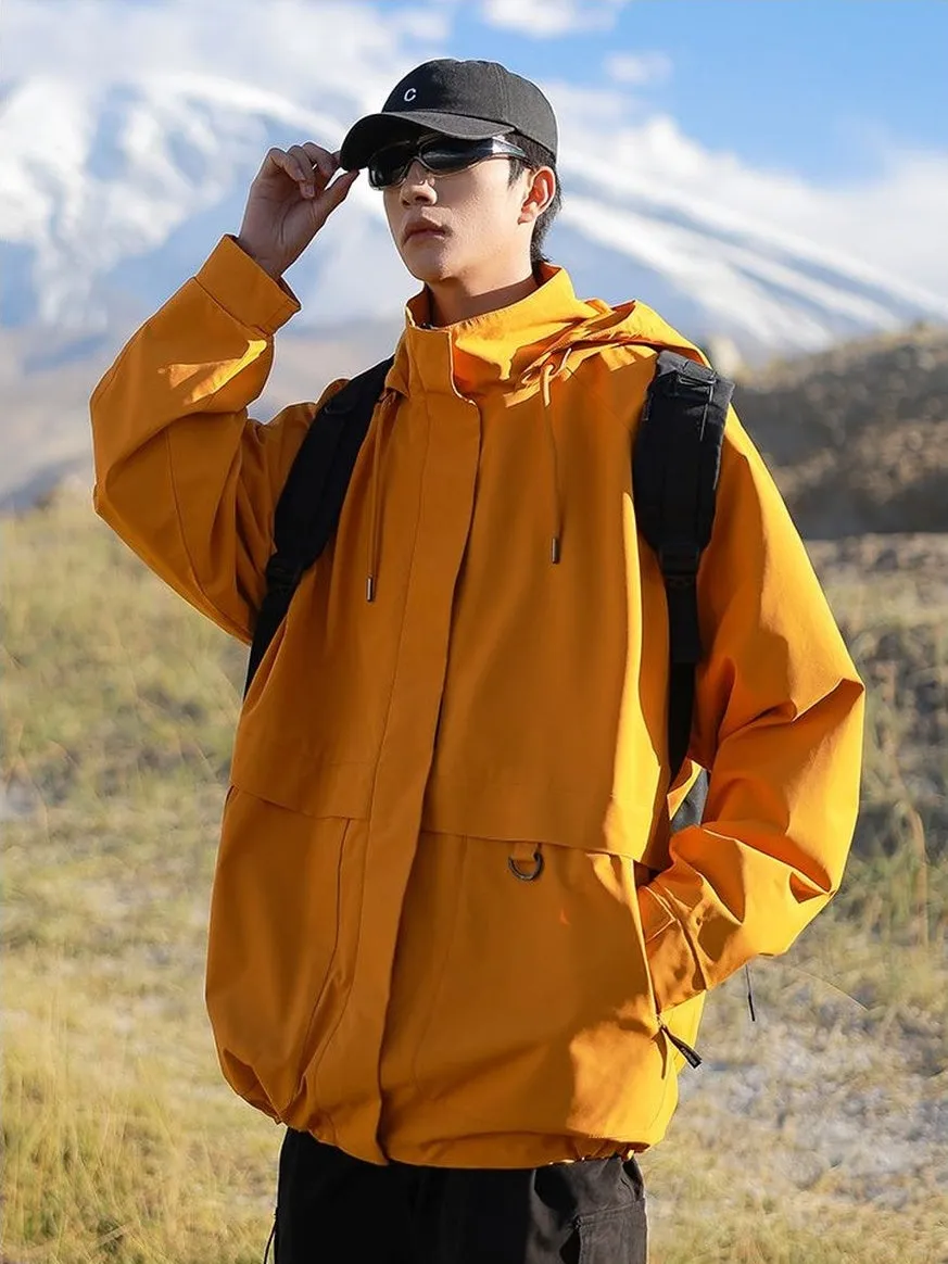 Stain-Resistant Windproof Cargo Rain Coat for Outdoor Adventures