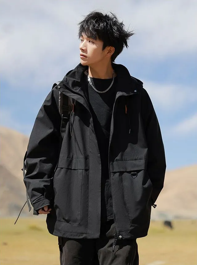 Stain-Resistant Windproof Cargo Rain Coat for Outdoor Adventures