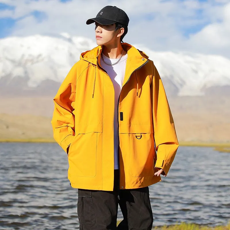 Stain-Resistant Windproof Cargo Rain Coat for Outdoor Adventures