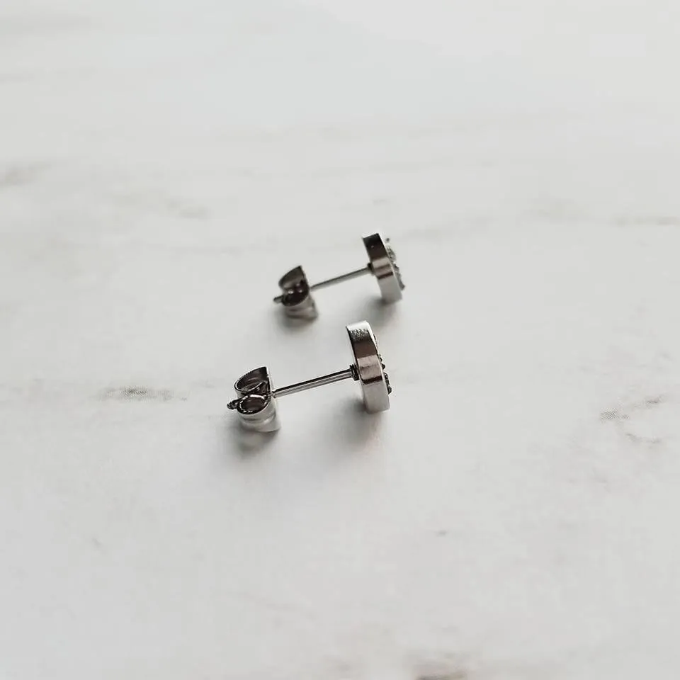 Stainless Stud Earrings, cobalt blue stud, aqua teal blue earring, peacock blue earring, faux druzy stone stud, rough surface hypoallergenic
