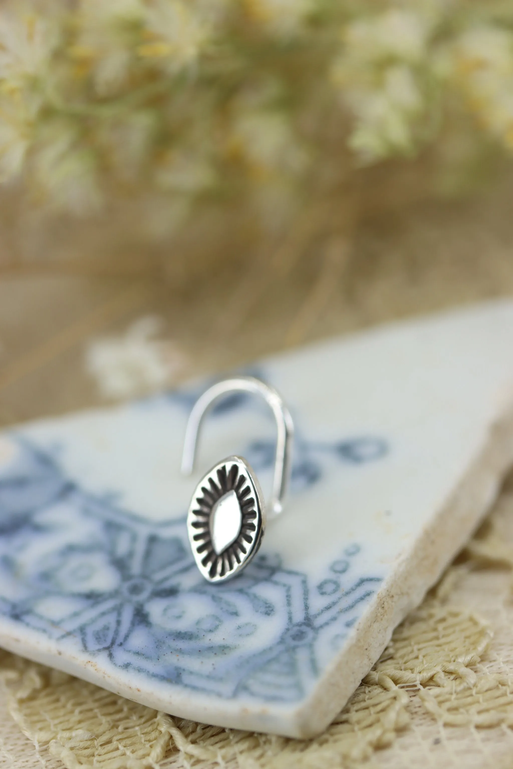 Stamped Silver Nose Stud