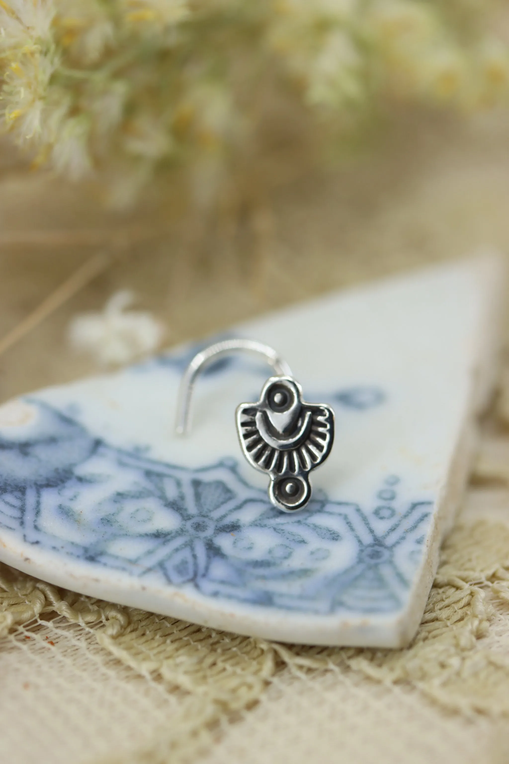 Stamped Silver Nose Stud