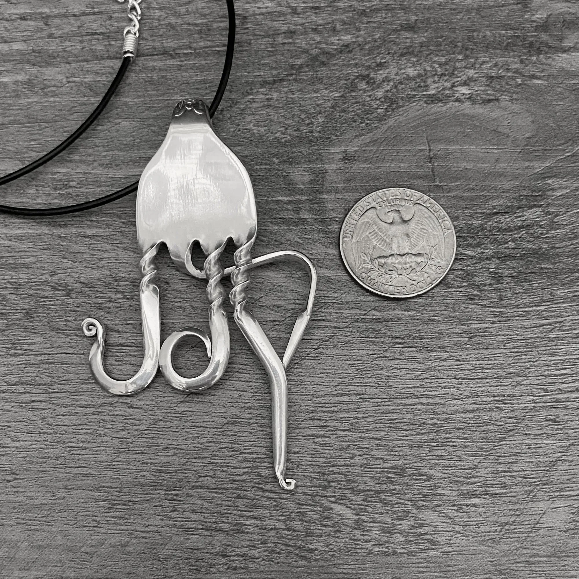 Statement Fork Necklace 'Joy' Written Word Jewelry