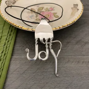 Statement Fork Necklace 'Joy' Written Word Jewelry