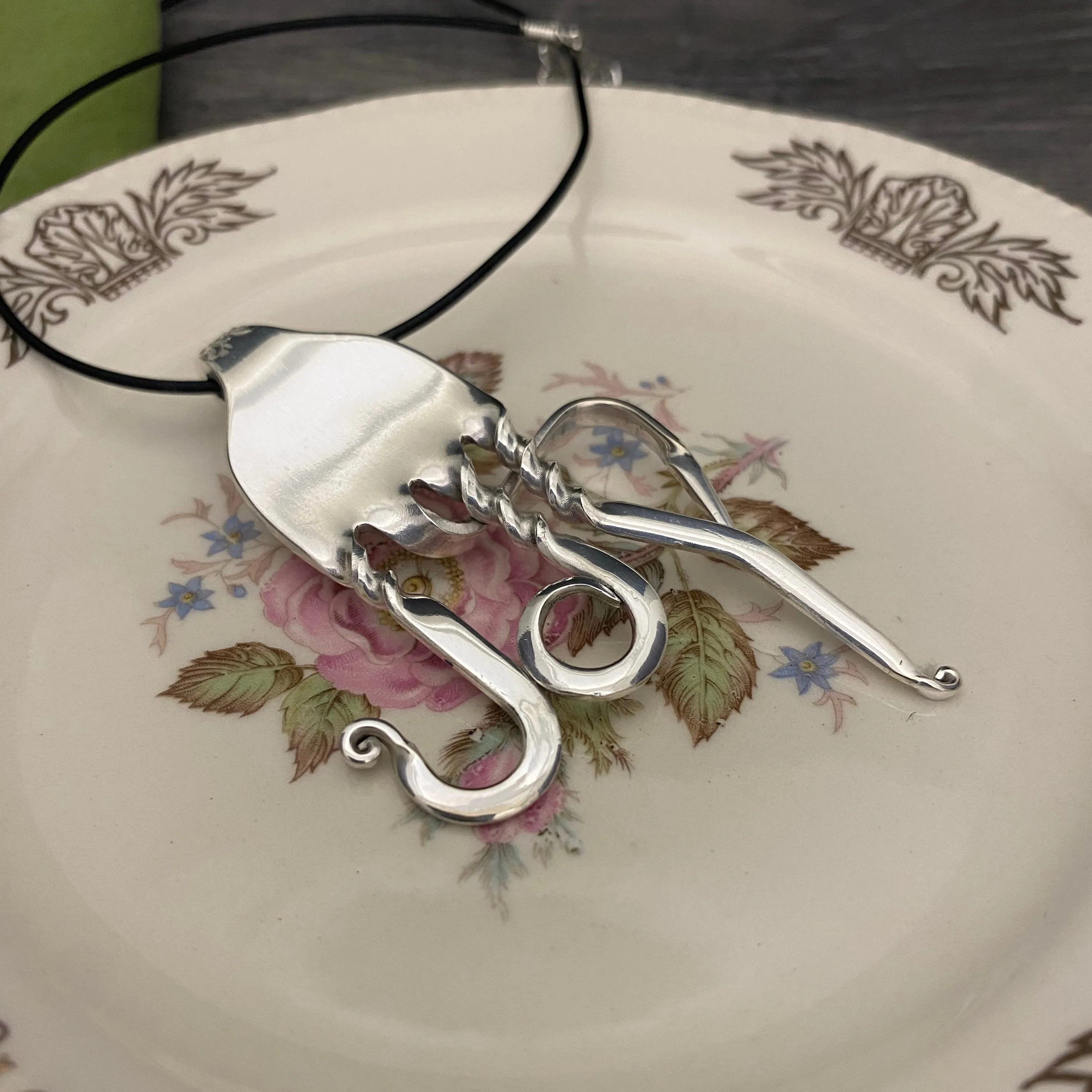 Statement Fork Necklace 'Joy' Written Word Jewelry