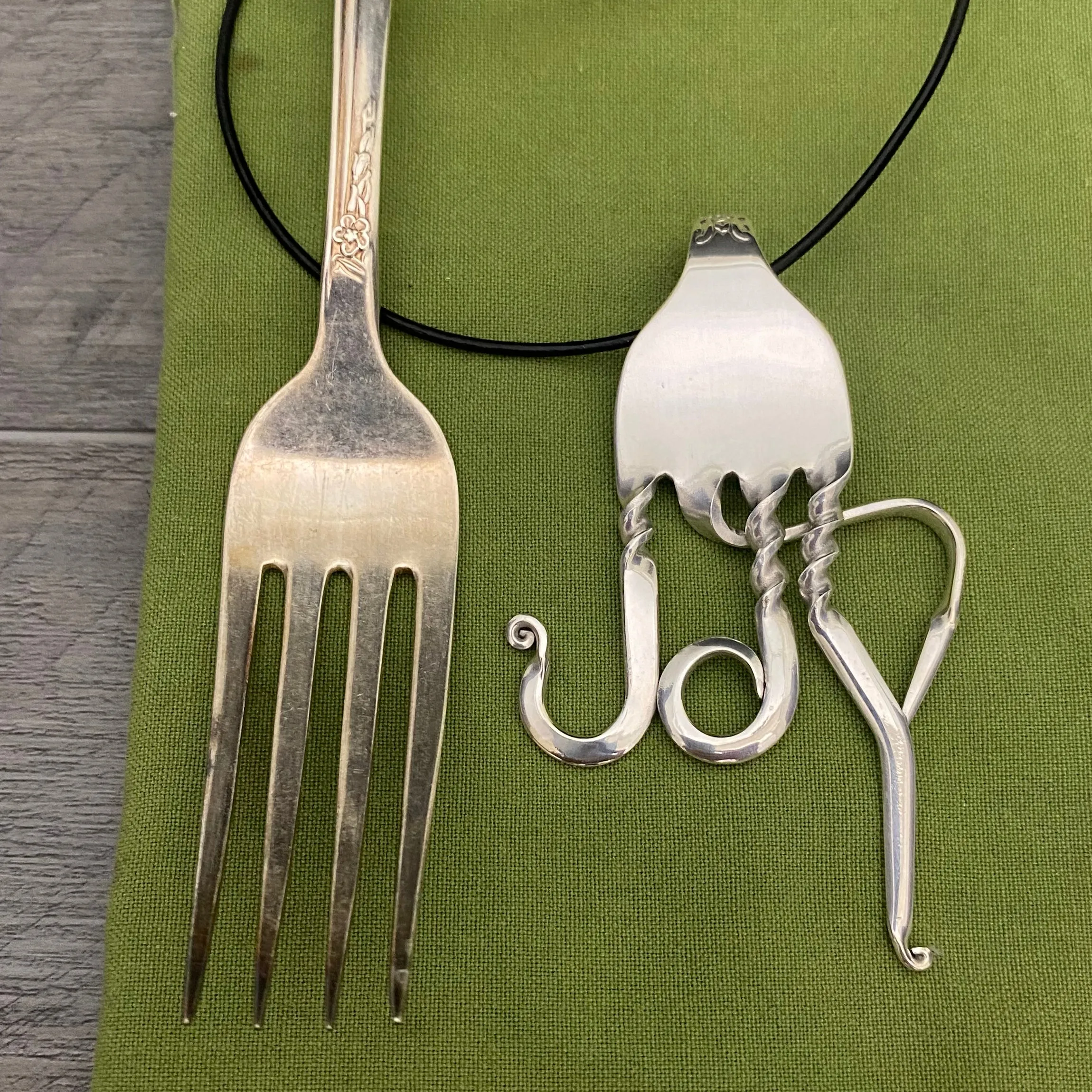 Statement Fork Necklace 'Joy' Written Word Jewelry