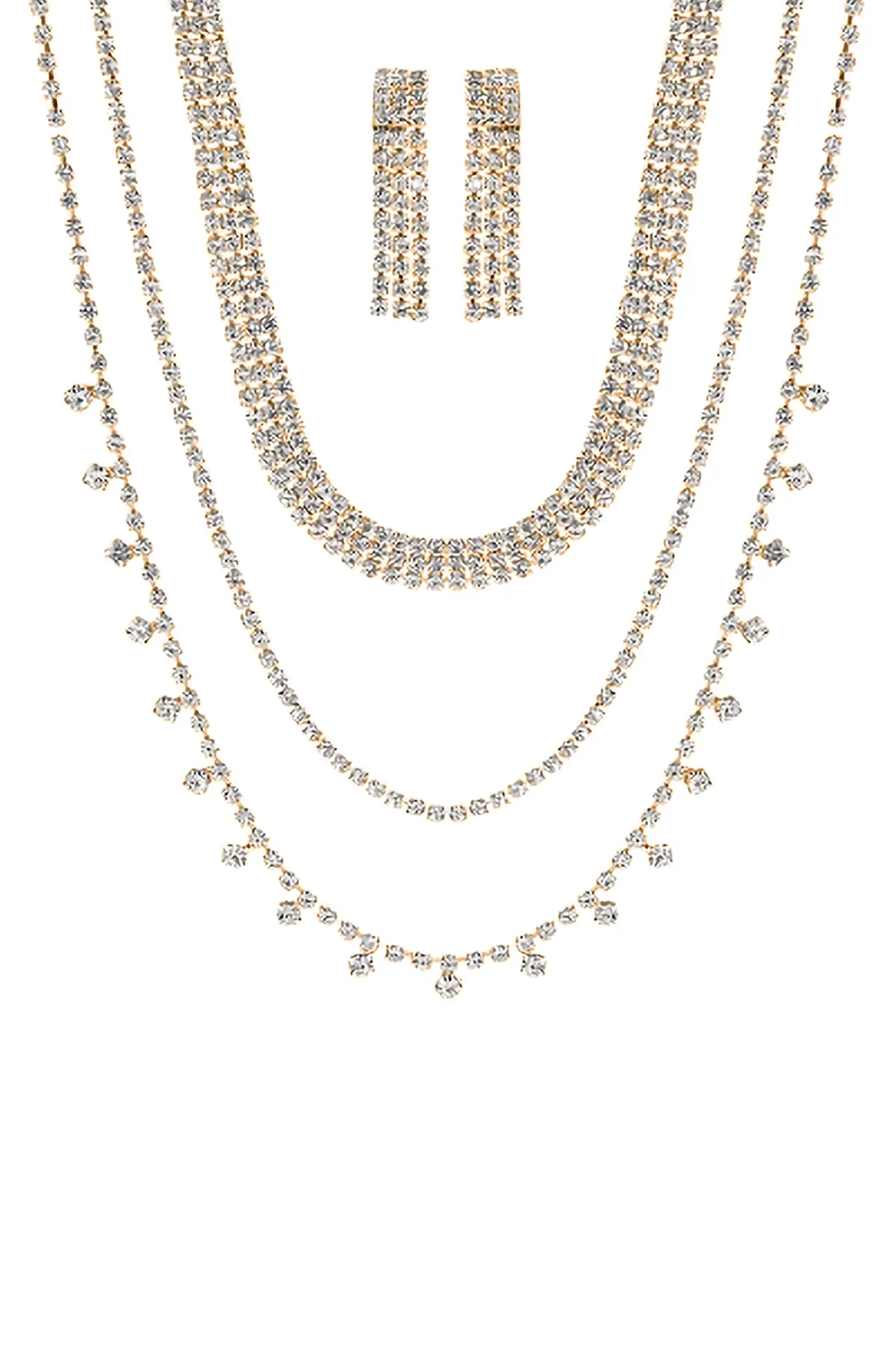 STATEMENT RHINESTONE CHOKER NECKLACE AND DANGLE EARRING SET