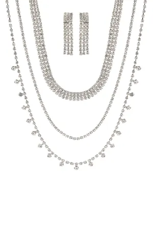STATEMENT RHINESTONE CHOKER NECKLACE AND DANGLE EARRING SET