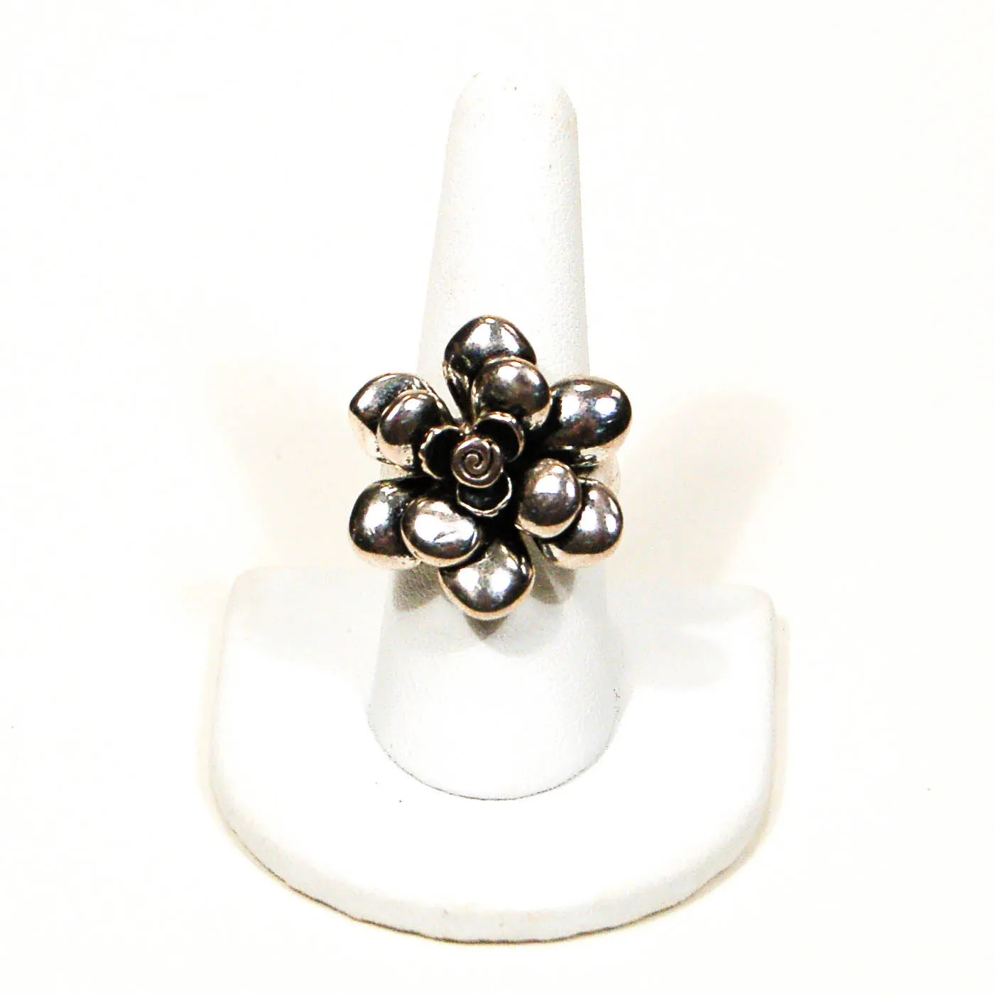 Statement Silver Flower Ring