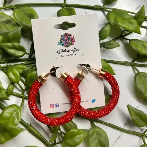 Statement Sparkle Earrings - Red