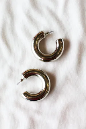 Statement Tube Hoops- Silver