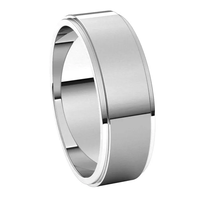 Sterling Silver 6 mm Standard Weight Flat Edge Wedding Band