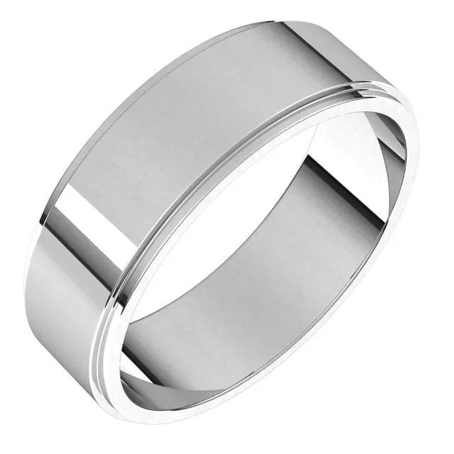 Sterling Silver 6 mm Standard Weight Flat Edge Wedding Band