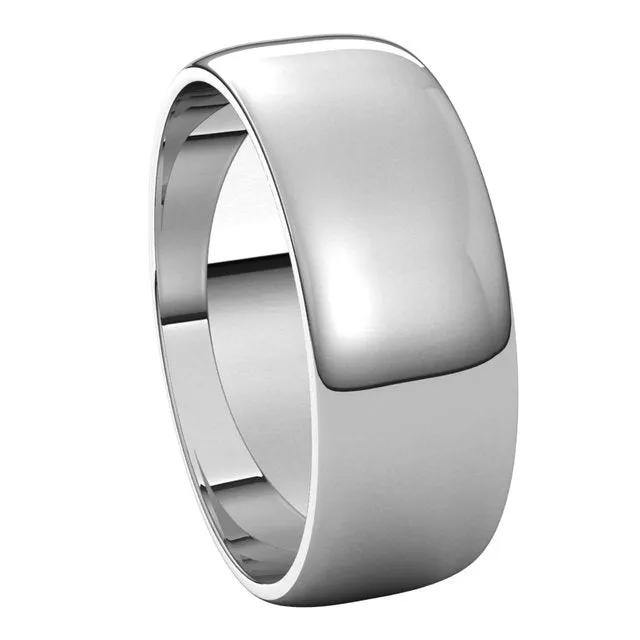 Sterling Silver 7 mm Half Round Light Wedding Band