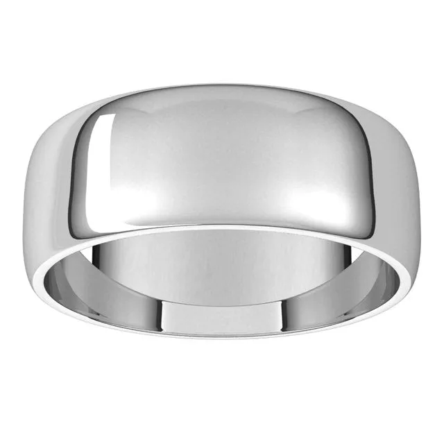 Sterling Silver 7 mm Half Round Light Wedding Band