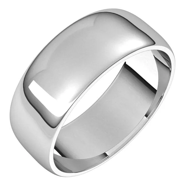 Sterling Silver 7 mm Half Round Light Wedding Band