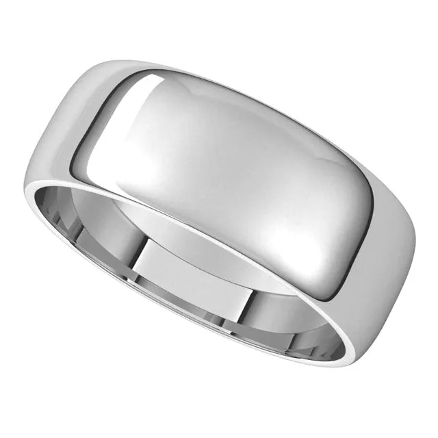 Sterling Silver 7 mm Half Round Light Wedding Band
