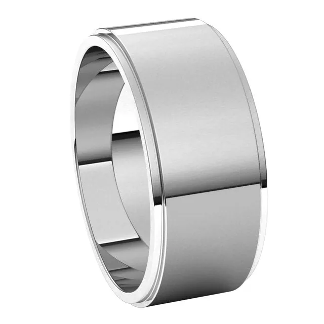 Sterling Silver 8 mm Standard Weight Flat Edge Wedding Band