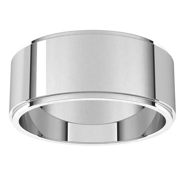 Sterling Silver 8 mm Standard Weight Flat Edge Wedding Band